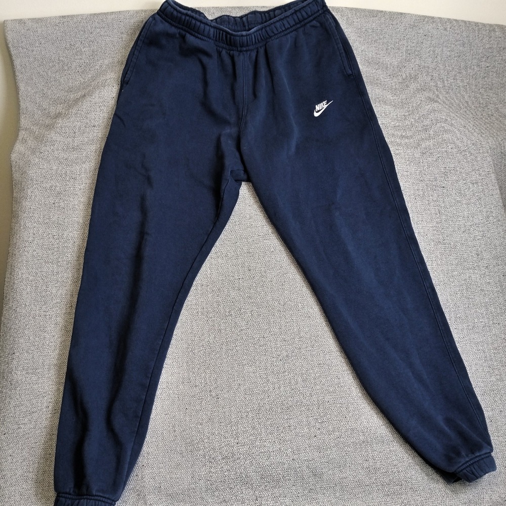 Nike Jogger Sweatpants Mens XL Tall Navy Blue Excellent Fleece Embroidered Logo